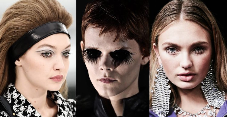 maquillaje creativo pestañas inferiores exageradas inspiradas en Twiggy