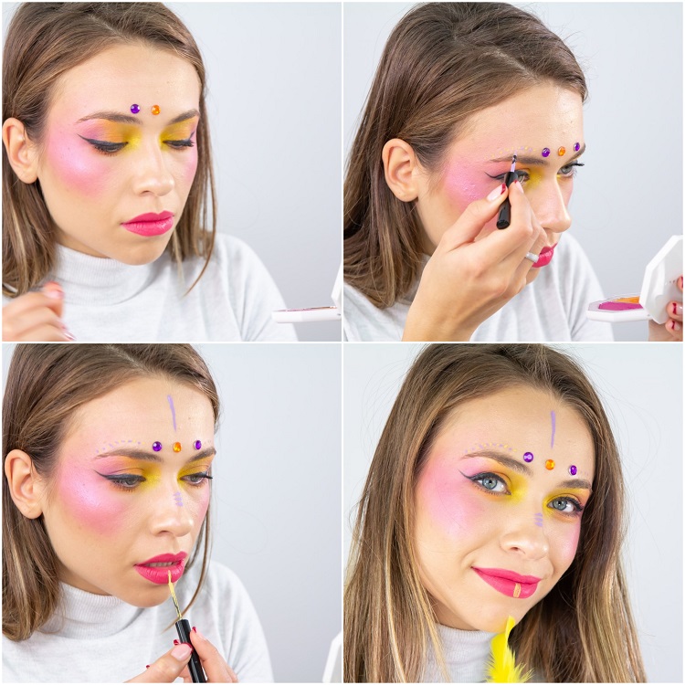carnaval maquillaje mujer tribal look instrucciones