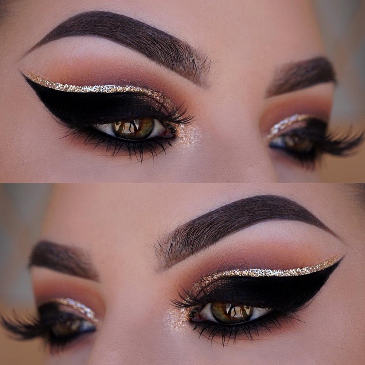 maquillaje para fiesta negro y dorado